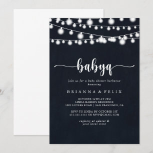 Rustic String Ljus BabyQ Baby Shower Barbecue Inbjudningar
