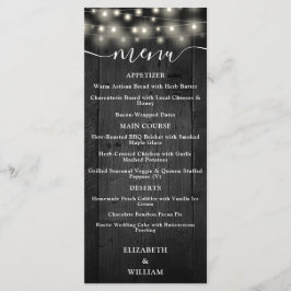 Rustic String Ljus Black Barn Wood Bröllop Meny