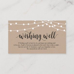 Rustic String Ljus, Black, Bröllop Wishing well Tilläggskort