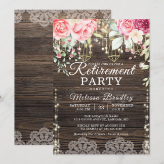 Rustic String Ljus Blommigt Pension Party Inbjudningar