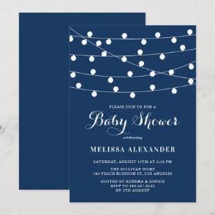 Rustic String Ljus Blue Baby Shower Brunch Inbjudningar