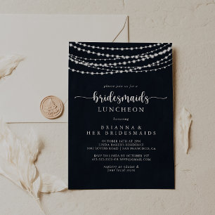 Rustic String Ljus Bridesmaids Luncheon Shower Inbjudningar