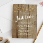 Rustic String Ljus Bröllop Elopement Party Inbjudningar<br><div class="desc">Den här inbjudan till en grupp av välgörenhetsorganisationer kommer att vara perfektens väg till inbjudan era vänner och familj för att ta emot party! Den här designen har en faux-träbakgrund,  raring string ljus och vit text i handskrift och blockera typsnitt. Inbjudan dina vänner och din familj i en roligt!</div>