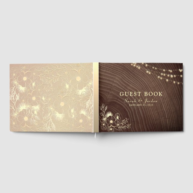 Rustic String Ljus Bröllop Guest Bok (Full)