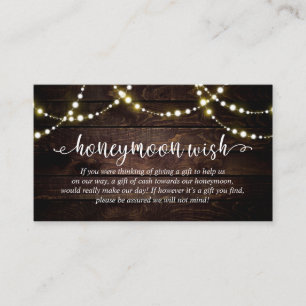 Rustic string ljus, Bröllop Honeymoon Fund Wish Tilläggskort