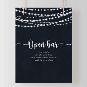 Rustic String ljus Bröllop Open Pub-tecken Poster