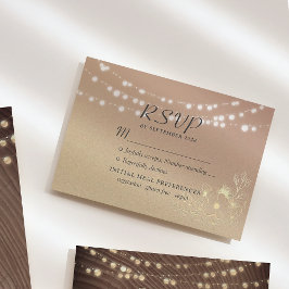 Rustic String Ljus Bröllop OSA Card med Guld Kort