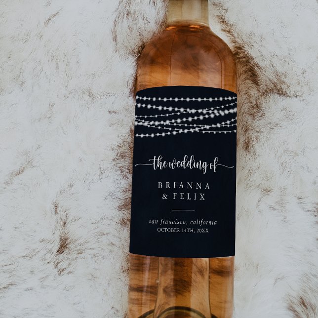 Rustic String Ljus Bröllop Vin-etiketter Vinflaska Etikett (Skapare uppladdad)