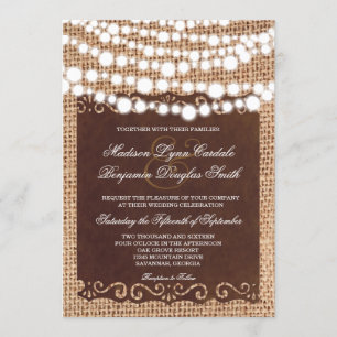 Rustic String Ljus Burlap-inbjudningar Inbjudningar