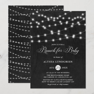 Rustic String Ljus Chalkboard Baby Shower Brunch Inbjudningar