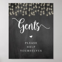 Rustic String Ljus, Chalkboard, Gents Washroom