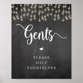 Rustic String Ljus, Chalkboard, Gents Washroom Poster