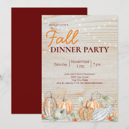 Rustic String Ljus Fall Pumpkin Dinner Party Inbjudningar