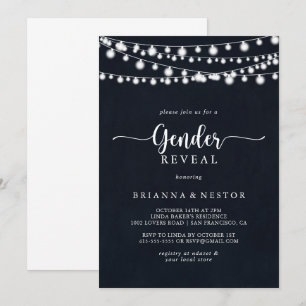 Rustic String Ljus Gender Reveal Party Inbjudningar