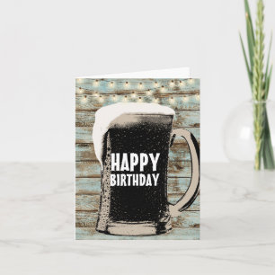 Rustic String Ljus Giant Beer Glass Birthday Kort