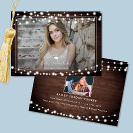 Rustic String Ljus Grad Cap Photo Studenten Ann Meddelande