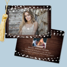 Rustic String Ljus Grad Cap Photo Studenten Ann