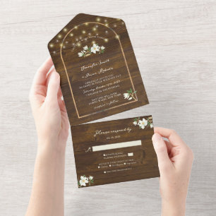 Rustic String Ljus Guld Arch Magnolia Bröllop