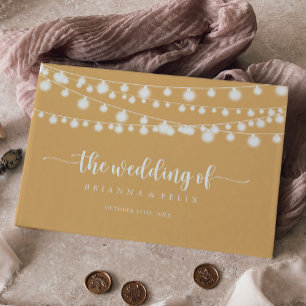 Rustic String Ljus Gult Calligraphy Bröllop Gästböcker