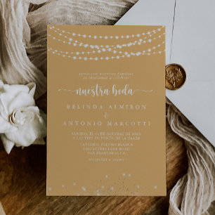 Rustic String Ljus Gult Nuestra Boda Bröllop Inbjudningar