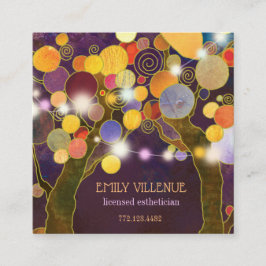 Rustic String Ljus Kärlek Träd Esthetician Fyrkantigt Visitkort