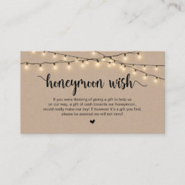 Rustic String Ljus, Kraft, Honeymoon Wish Tilläggskort