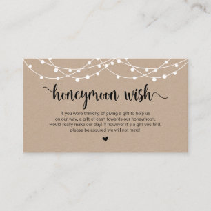 Rustic String Ljus, Kraft, Honeymoon Wish Tilläggskort