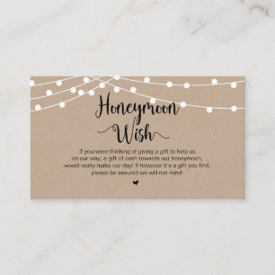 Rustic String Ljus, Kraft, Honeymoon Wish Tilläggskort
