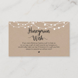 Rustic String Ljus, Kraft, Honeymoon Wish Tilläggskort