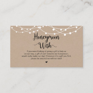 Rustic String Ljus, Kraft, Honeymoon Wish Tilläggskort