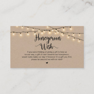 Rustic String Ljus, Kraft, Honeymoon Wish Tilläggskort