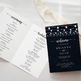 Rustic String Ljus-mappat Bröllopsprogram Program