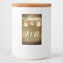 Rustic String Ljus Mason Burk Barn Wood Mat Etikett