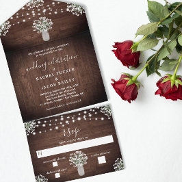 Rustic String Ljus Mason Burk Blommigt Bröllop