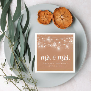 Rustic String Ljus Mr. och Bröllop Monogram Pappersservett