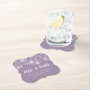Rustic String Ljus Mr. och Bröllop Monogram Underlägg Papper