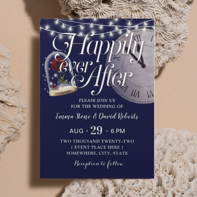 Rustic String Ljus Navy Blue Fairytale Bröllop Inbjudningar (Skapare uppladdad)