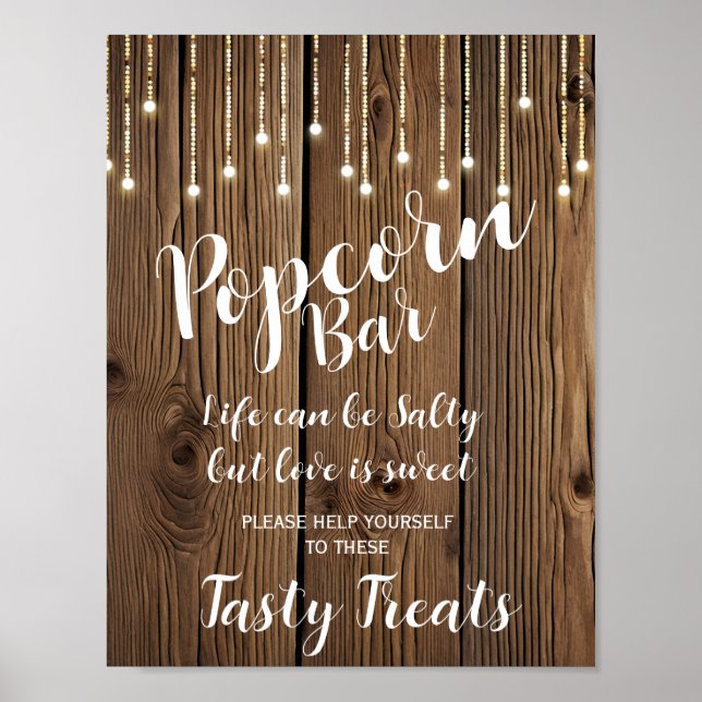 Rustic String ljus Popcorn Pub bröllop Poster (Framsidan)