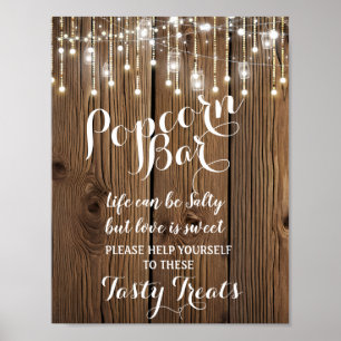 Rustic String ljus Popcorn Pub bröllop Poster