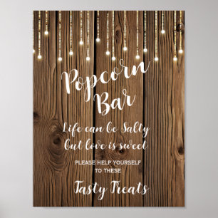 Rustic String ljus Popcorn Pub bröllop Poster