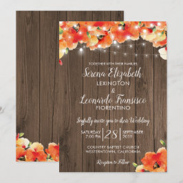 Rustic String Ljus Poppy Summer Bröllop Inbjudningar