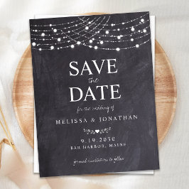 Rustic String Ljus Slate Chalkboard Bröllop Spara Inbjudan Vykort