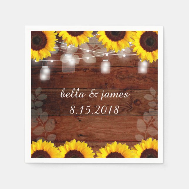 Rustic String Ljus Solros Pappra blöjor Pappersservett (Framsidan)