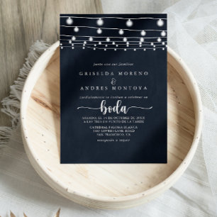 Rustic String Ljus spanska Bröllop Inbjudningar