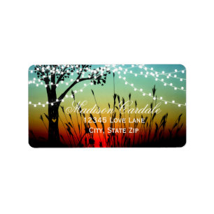 Rustic String Ljus Sunset Bröllop Adressetiketter