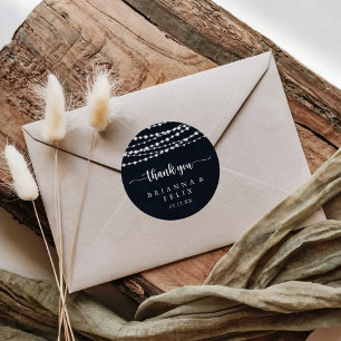 Rustic String Ljus Tack Wedding Favor Runt Klistermärke