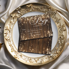 Rustic String Ljus White Blommigt Bröllop OSA Kort