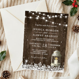 Rustic String Ljus White Lantern Winter Wedding Inbjudningar