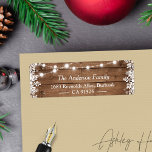 Rustic String Ljus Winter Snöflingor Helgdag Returadress Etikett<br><div class="desc">Rustic Wood String Ljus Winter Snöflingor Return-adressetikett. (1) Om du vill göra ytterligare anpassningar klickar du på länken "anpassa ytterligare" och användor verktyg som är utformat för att ändra mallen. (2) Kontakta mig om du behöver hjälp eller matchande artiklar.</div>
