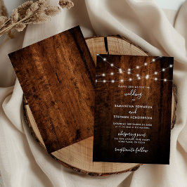 Rustic String Ljus & Wood Bröllop Inbjudningar